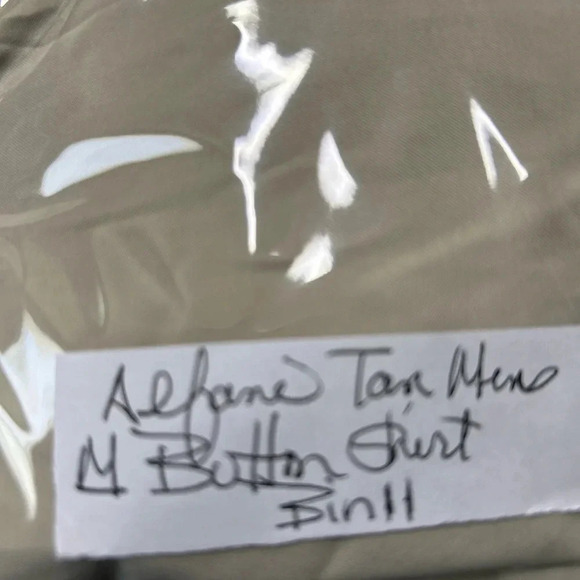 Alfani Men’s Medium Khaki Button Front Shirt Long Sleeve Minimalist Career‎ - Picture 12 of 12